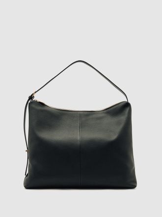 Reiss Black Grained Leather Tote Bag