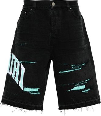 Amiri logo-embroidered denim shorts - men - Polyamide/Cotton - 30 - Black