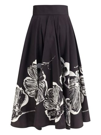 Sara Roka floral-print midi skirt - Black