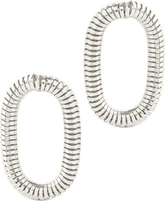 Sterling Forever Plated Silver Cz Snake Chain Circle Earrings