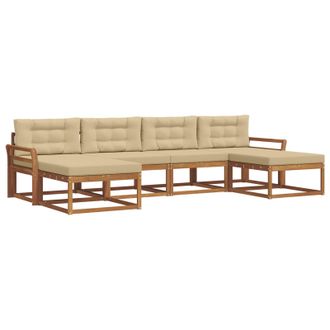 vidaXL Conjunto De Sof&aacute;s De Exterior Con Coj&iacute;n 6 Pcs Natural Y Beige Vidaxl