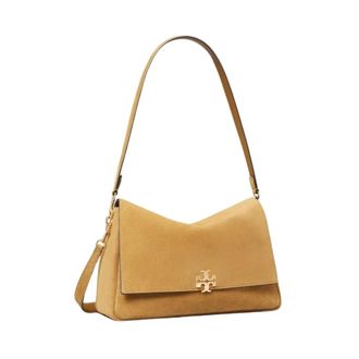 Tory Burch Charlie Suede Shoulder Bag - female - Tory Burch - Shoulder Bags - Beige - ONE SIZE - Bags