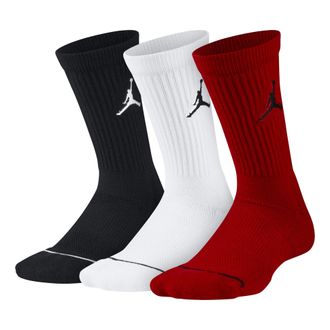 Nike Jordan Air Jordan Solid Color Embroidered Athletic Socks Unisex 3 Pairs Black + Red + White SX5545-011