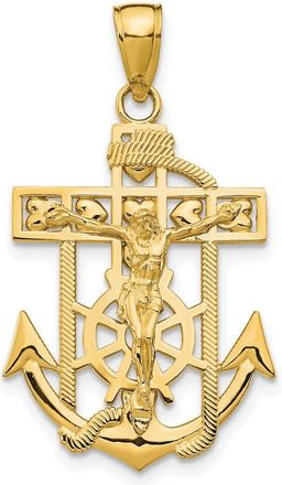 Diamond2Deal 10k Yellow Gold Polished Textured Mini Mariners Crucifix Pendant