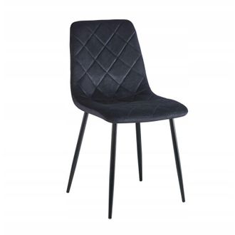 OEM Silla De Comedor Tapizada De Terciopelo Negro, Patas Negras, Furnitex