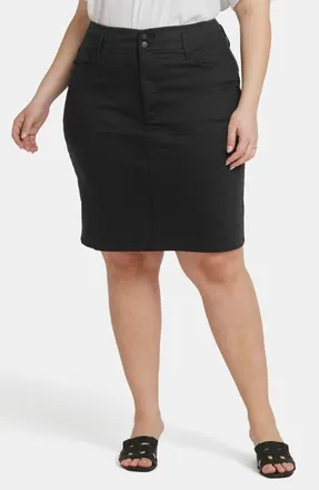 NYDJ Hollywood Pencil Denim Skirt in Black at Nordstrom, Size 14W