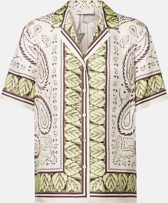 Tory Burch Printed silk bowling shirt