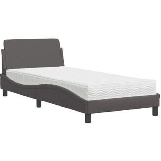 vidaXL Cama Con Colch&oacute;n Dover Cuero Sint&eacute;tico Gris 80x200 Cm Vidaxl