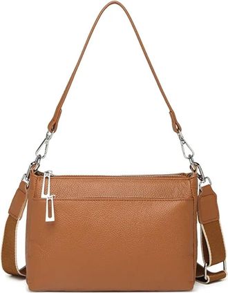 Generic Compatible For Leather Women Shoulder Crossbody Bag Large Female Handbag Ladies Tote(Light brown)