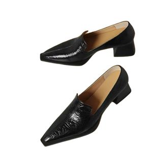 Generic JCVBN Women Light Weight Stylish Elegant Black Square Heel Shoes Lady Casual Office Party Shoes