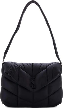 Saint Laurent Loulou Puffer Messenger Bag Quilted Econyl shoulder bag - Zwart