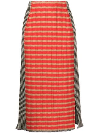 YanYan Knits check-print knitted skirt - Multicolour