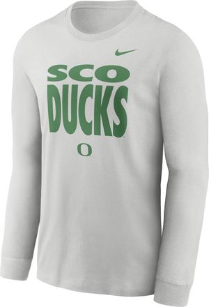 Nike Oregon Sideline Slogan Nike Mens Dri-FIT College Long-Sleeve T-Shirt in Grey | 02EW0BBUON-H2B
