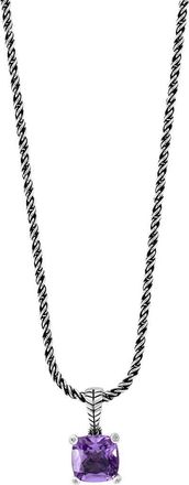 Effy Cushion Cut Amethyst & White Sapphite Pendant Necklace in Purple at Nordstrom Rack, Size 18