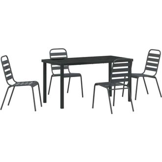 vidaXL Garden Dining Set 5 pcs Dark grey Steel vidaXL