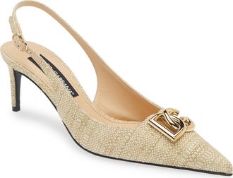 Dolce & Gabbana Lollo Raffia Slingback Pump in Light Raffia at Nordstrom, Size 8.5Us