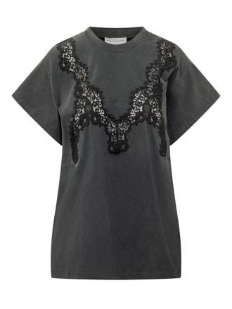 Stella McCartney Black Lace Crew Neck T-Shirt