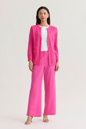 Ming Wang Heritage Tonal Textured Wave Knit Jacket in Carmine Rose at Nordstrom, Size X-Large P