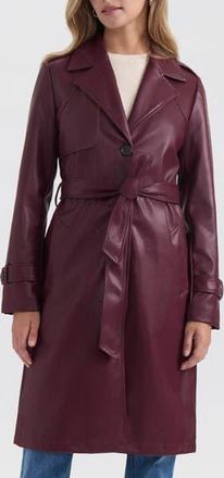 NVLT Faux Leather Trench Coat in Wine at Nordstrom Rack, Size Large
