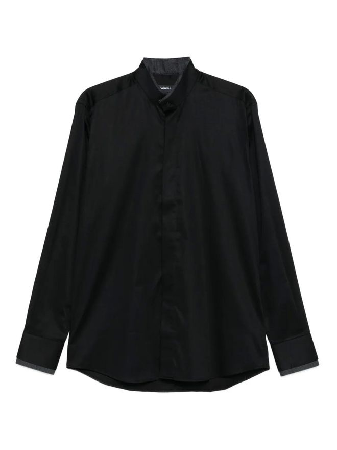 mandarin-collar shirt - Black