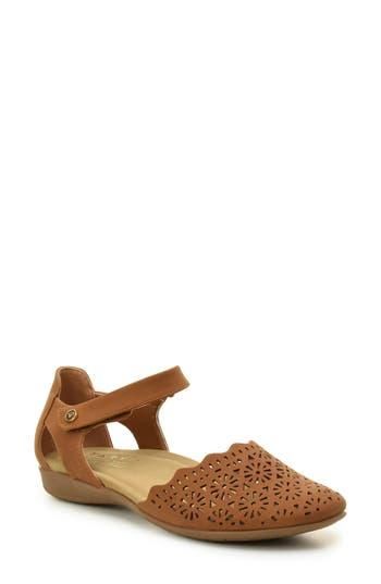 Taryn Rose Laser Cut Ankle Strap Sandal in Tan at Nordstrom Rack - Main Image