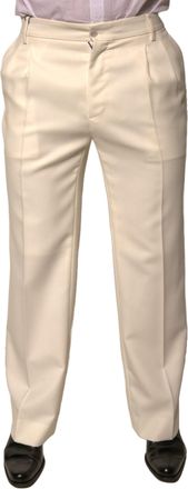 Dolce & Gabbana Mens Off White Straight Dress Pants Polyester Wool