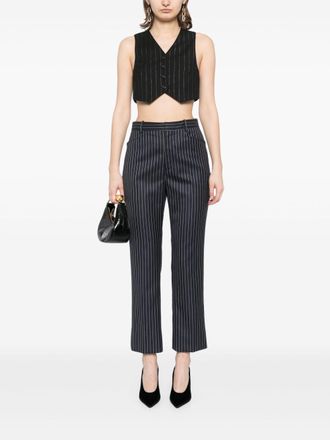Tom Ford Womens Wool Striped Trousers - Black - Size EU 38 (Womens)