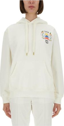 Casablanca Hoodie van katoen met grafische print - Dames - Hoodies - Beige - M - Katoen - Hoodies & sweatvesten