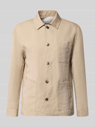 Roy Robson Regular Fit Hemdjacke aus Lyocell-Mix mit Leinen-Anteil in Beige, Gr&ouml;&szlig;e 46