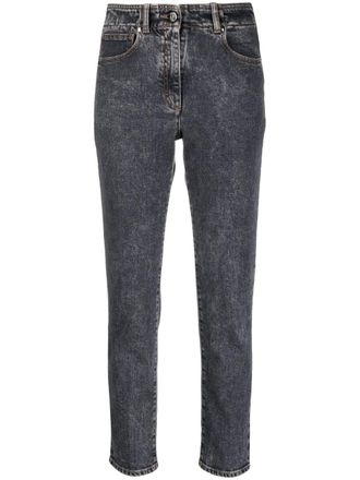 PESERICO stonewashed mid-rise skinny jeans - Grey