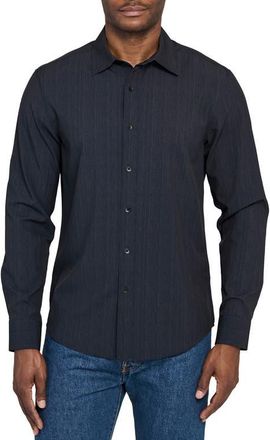 W.R.K Slim Fit Navy Abstract Stripe Performance Button-Up Shirt at Nordstrom, Size Xx-Large