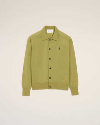 Ami Green Wool Shirt Collar Ami De Coeur Cardigan Green - XXL - for Men
