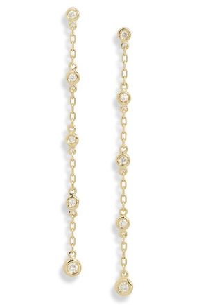 Meira T Diamond Bezel Chain Earrings in Yellow Gold at Nordstrom
