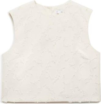 Mango Texture Sleeveless Crop Top in Off White at Nordstrom, Size Small