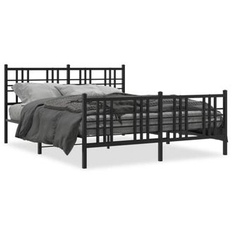 Berkfield Home Metal Bed Frame without Mattress with Footboard Black 150x200cm | Size: 150x200 cm