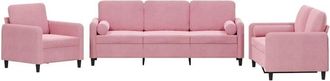 vidaXL Vidaxl - Juego De Sof&aacute;s Con Cojines 3 Piezas Terciopelo Rosa