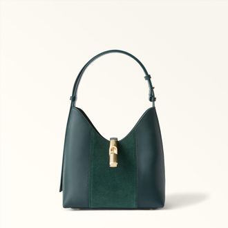Furla Goccia Borsa A Spalla S Toni Dark Forest Verde Pelle Di Vitello Sidney + Camoscio Donna