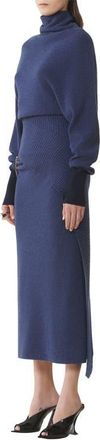Lanvin Wool And Cashmere Midi Dress in Indigo at Nordstrom, Size X-Small