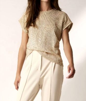 Summum Coated 3D Jersey Top In Alpaca/ Gold