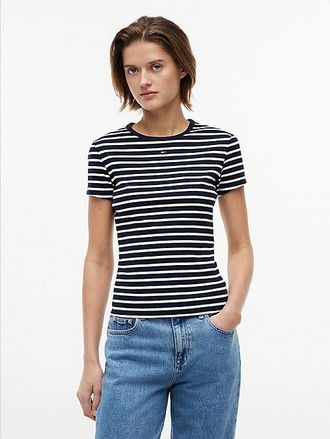 Tommy Hilfiger Camiseta slim acanalada de cuello redondo