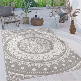 Paco Home Paco Home - Alfombra Salon De Habitacion Cocina Exterior Terraza Jardin Oriental Marroqui Gris, 120x160 Cm