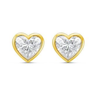 Diana M. Jewels 14KT YELLOW GOLD LAB GROWN heart shape STUDS IN A BEZEL SETTING WEIGHING 1.50 CTS TW