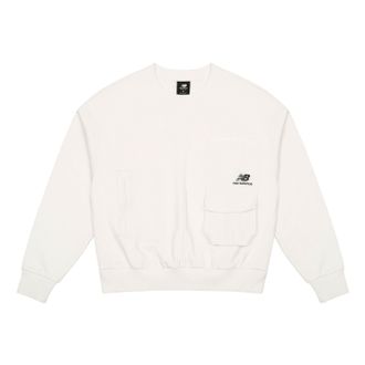 New Balance (WMNS) New Balance Logo Printing Casual Round Neck Pullover Sports Milky White Hoodie AWT13331-IV