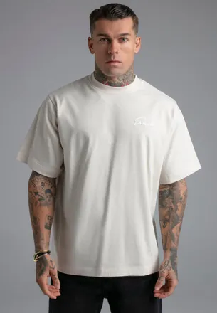 Siksilk Mens Ecru Script T-Shirt XXL