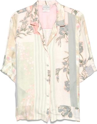 Forte_Forte Camicia con stampa patchwork - Verde