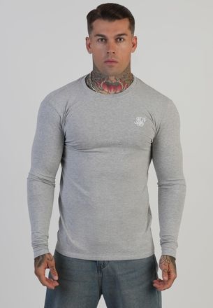 Siksilk Mens Grey Marl Essentials LS T-Shirt XXL