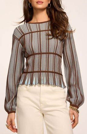 Ramy Brook Ashlyne Stripe Sweater in Sepia Combo at Nordstrom, Size Xx-Large
