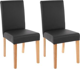 Hhg Set 2x sedie Littau ecopelle opaca soggiorno cucina sala da pranzo 56x43x90cm nero piedi chiari