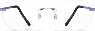 Blackfin Silver Bf1071 Purple Rimless Round Eyeglasses