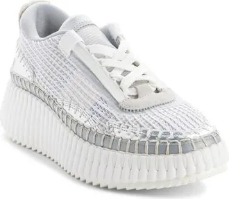 Chlo&eacute; Nama Platform Sneaker in Silver Grey at Nordstrom, Size 12Us